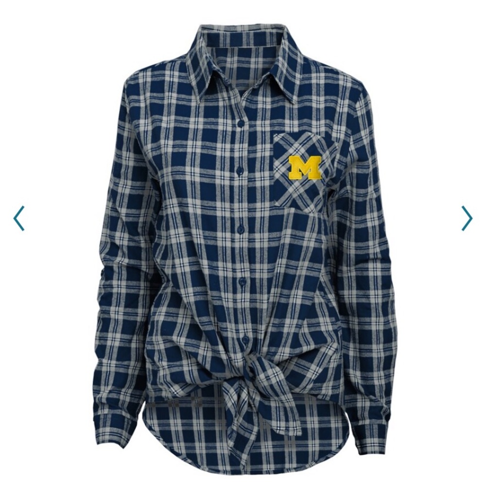Juniors by Gen 2 Univ of Michigan Plaid Shirt
